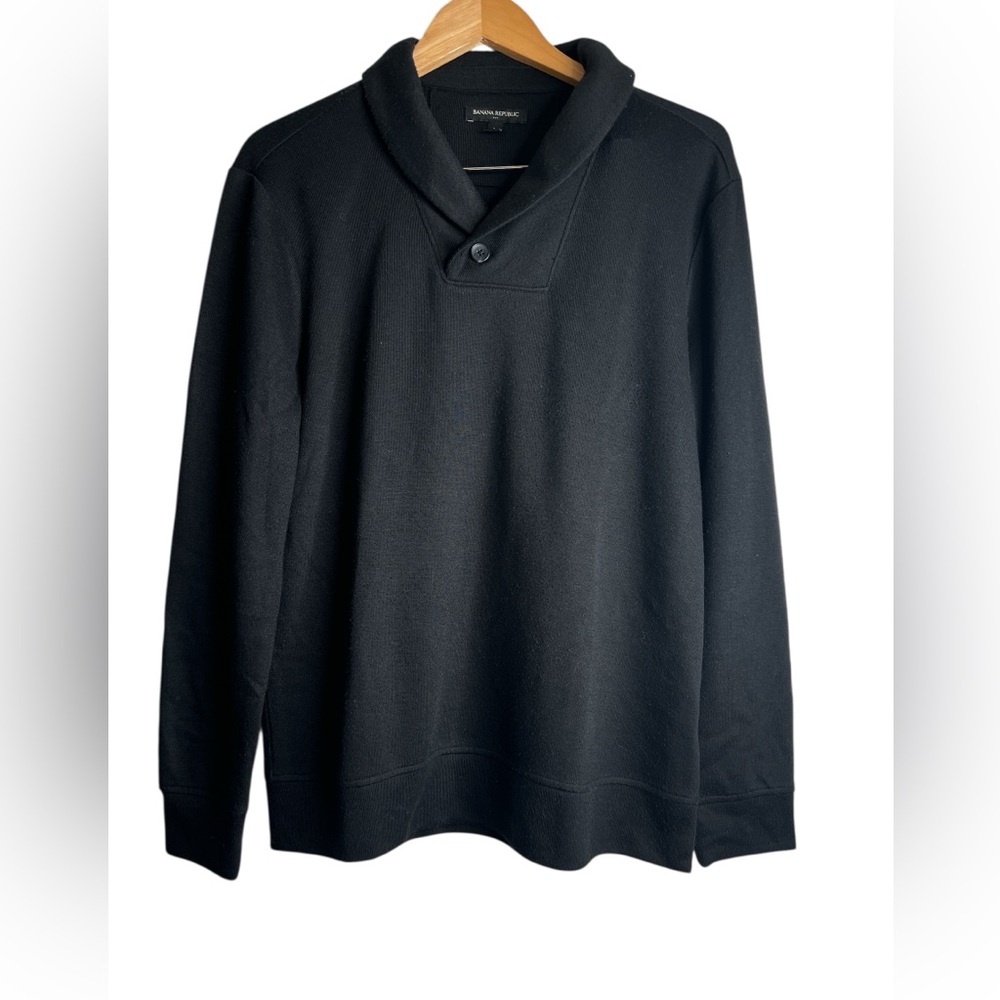 Banana Republic Men’s Black Mock V-Neck Sweater – Poly Viscose Blend